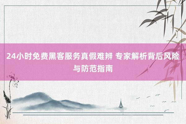 24小时免费黑客服务真假难辨 专家解析背后风险与防范指南
