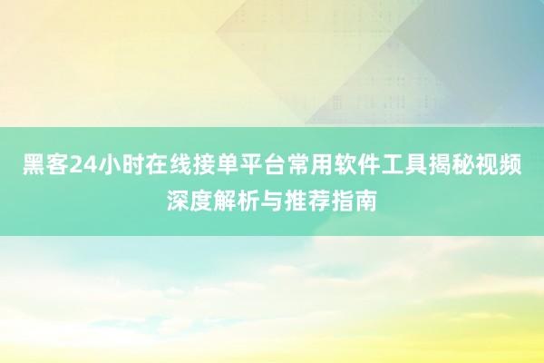 黑客24小时在线接单平台常用软件工具揭秘视频深度解析与推荐指南