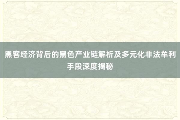 黑客经济背后的黑色产业链解析及多元化非法牟利手段深度揭秘