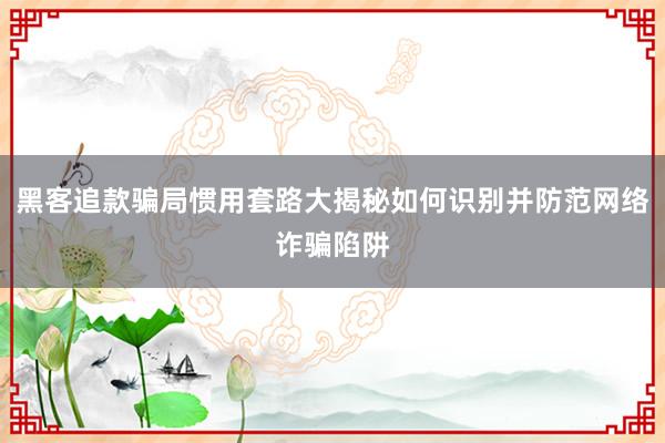 黑客追款骗局惯用套路大揭秘如何识别并防范网络诈骗陷阱