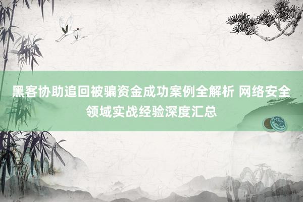 黑客协助追回被骗资金成功案例全解析 网络安全领域实战经验深度汇总